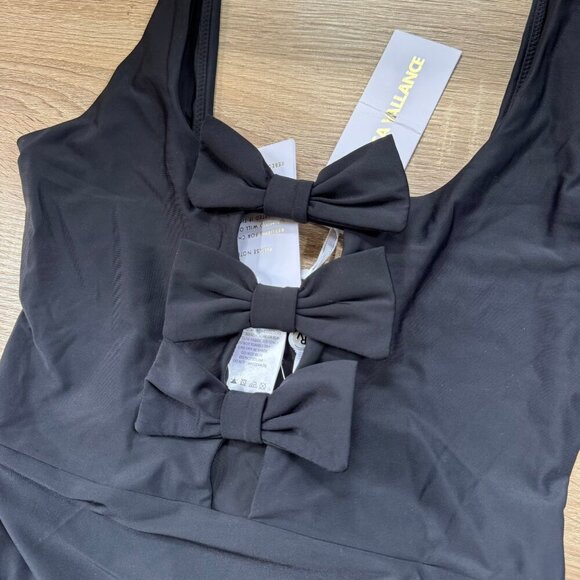 NWT Anthropologie Rebecca Vallance Elena Bow One-Piece Swimsuit Black Medium - Picture 4 of 9